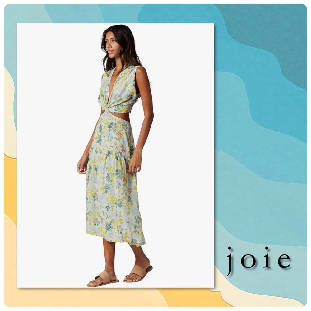 Joie Silk Floral Cutout Midi Dress